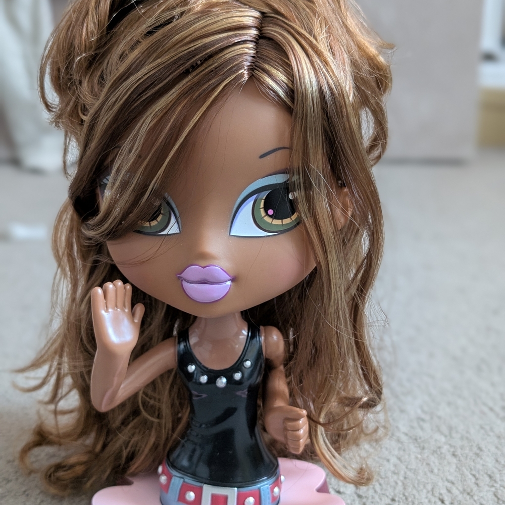 Stylish Doll with Black and Pink Dress